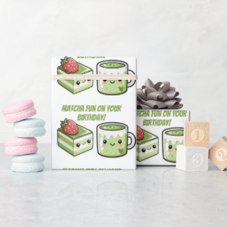 Papel De Presente Diversão de Matcha no Seu Aniversário, Personaliza