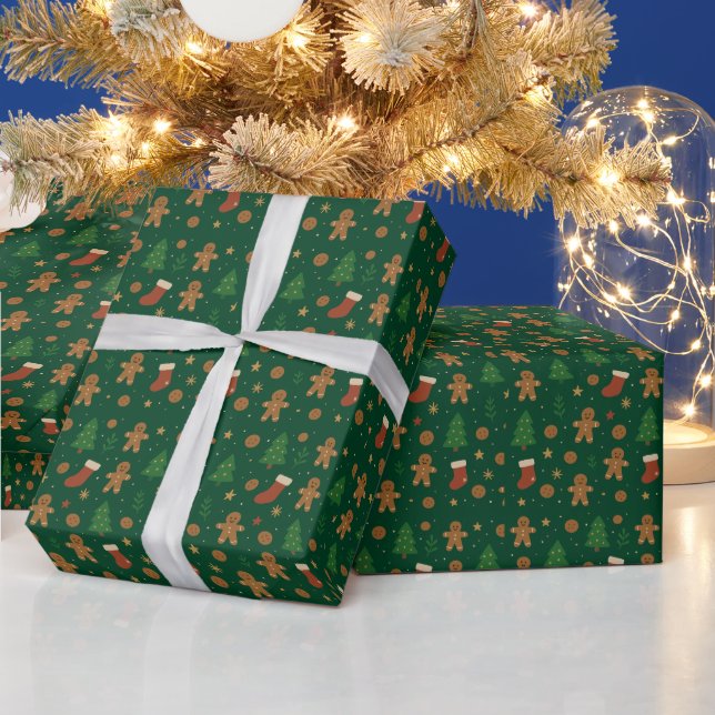 Papel De Presente Diversão de Natal com Pão de Mel (Feriados)