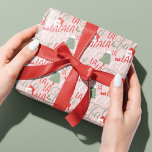 Papel De Presente Diversão Fa La Christmas Carol Script Papai Noel<br><div class="desc">Diversão do Natal Carol Papai Noel embrulhando papel. Design apresenta o personagem de Papai Noel com o design de guião de tipografia "Fa La LA",  árvore de natal e holly para criar um design de papel de embrulho divertido e festivo. Design por Moodthology Papery.</div>