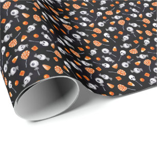 Papel De Presente Diversão Gothic Spooky Skull Skull Eyeball Candy H