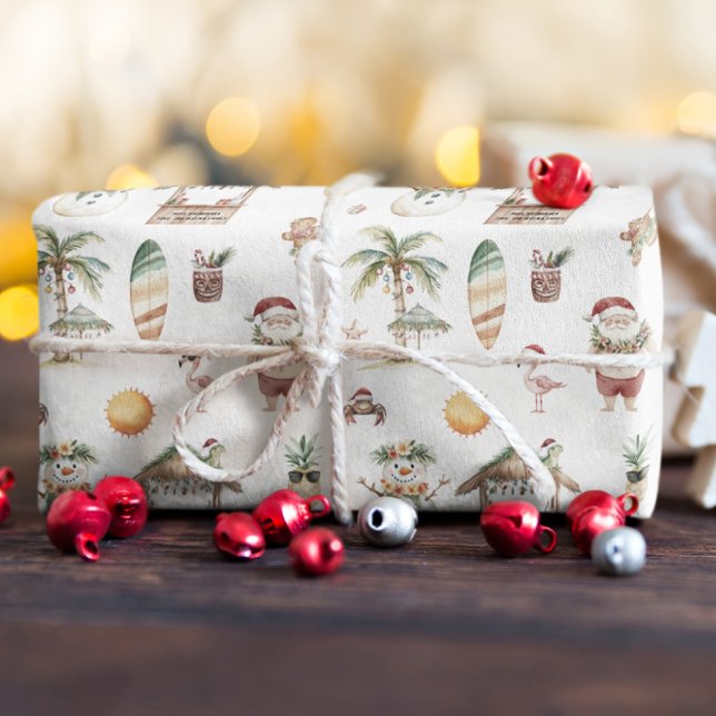 Papel De Presente Diversão Natal Tropical Personalizado  (Criador carregado)