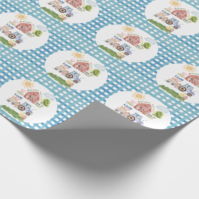 Papel De Presente Diversão no Celeiro 1º Aniversário (Ponta)