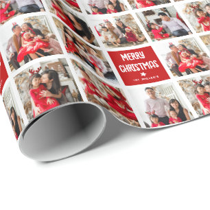 Papel De Presente Diversão Personalizado 8 x Grade de Fotos Feliz Na