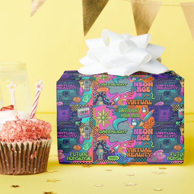 Papel De Presente Diversão Retrô (Festa de aniversário)