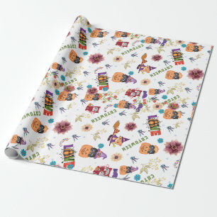 Papel De Presente Diversão Roxo Hopinteria, Pumpkin Laranja Bastante