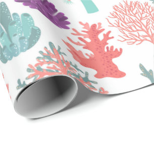 Papel De Presente Diversas plantas do mar profundo de corais