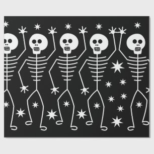 PAPEL DE PRESENTE DIVERTIDO ESQUELETÕES COM AS ESTRELAS
