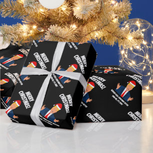 Papel De Presente Divertido Papai Noel Donald Trump desenho animado