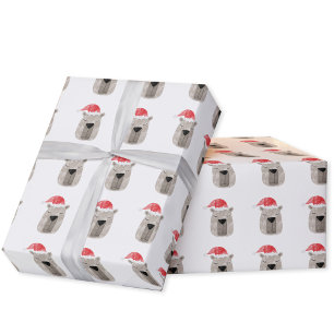 Papel De Presente Divertimento Capybara Santa Hat Natal