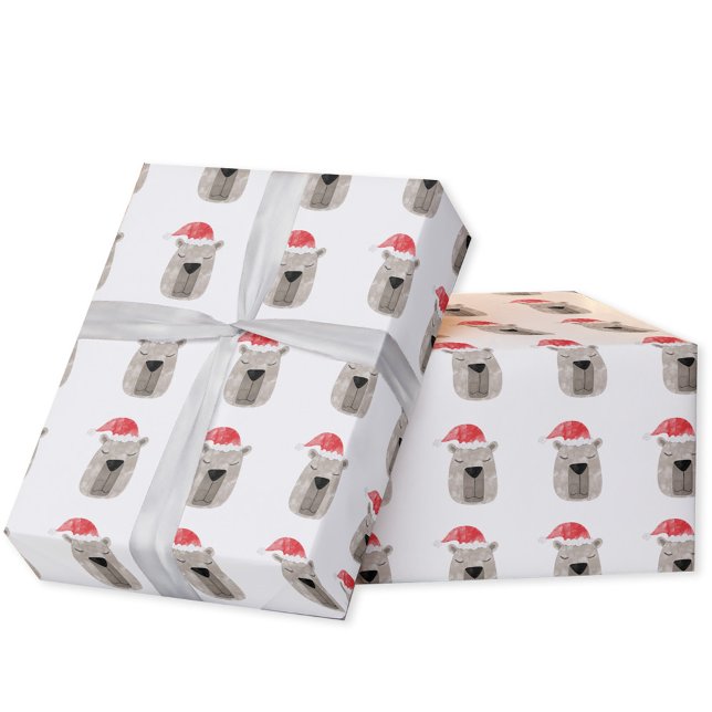 Papel De Presente Divertimento Capybara Santa Hat Natal (Fun capybara in a Santa hat pattern Christmas gift wrap for the winter holidays.)