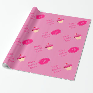 Papel De Presente Divertimento, cupcake cor-de-rosa brilhante algum