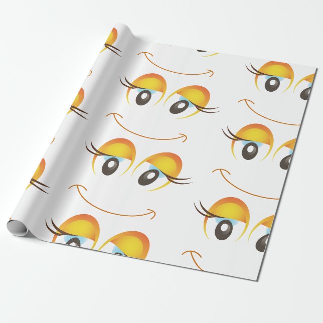 Papel De Presente Divertimento e cara simples com pestanas (Desenrolado)