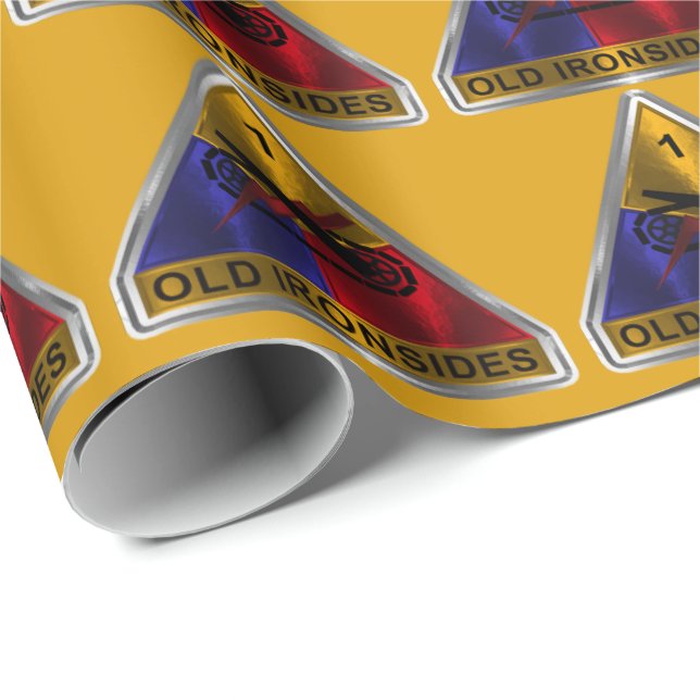 Papel De Presente Divisão Blindada 1ª Insígnia de prata emoldurada (Ponta do rolo)