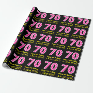 Papel De Presente Divisórias de cor rosa "70"; Feliz aniversário d