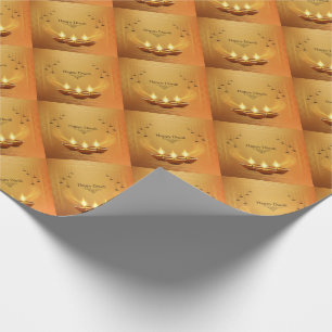 Papel De Presente Diwali Dourado com Diya