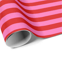 Papel De Presente DIY Color LG Preppy Faixa Vermelho Rosa Quente