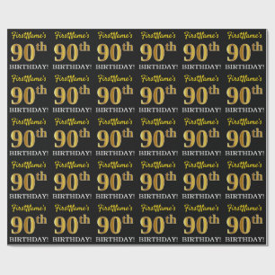 Papel De Presente Do "ANIVERSÁRIO Dourado preto, de imitação 90 "