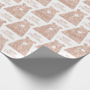 Papel De Presente Do rosa branco do rosa do urso do Feliz Natal