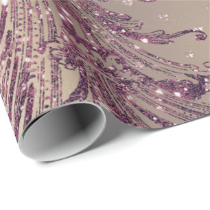 Papel De Presente Do rosa marrom do rosa de Borgonha corações reai