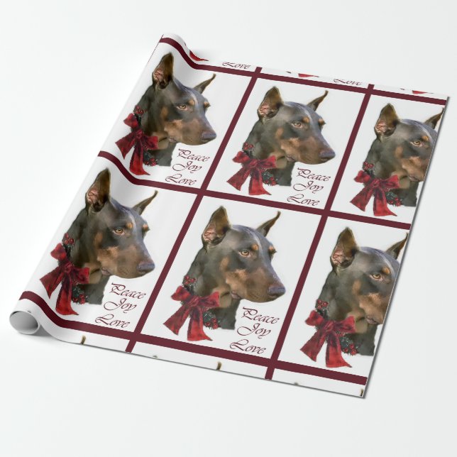 Papel De Presente Doberman Pinscher Christmas (Desenrolado)