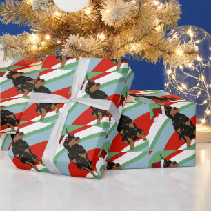 Papel De Presente Doberman Pinscher de Natal
