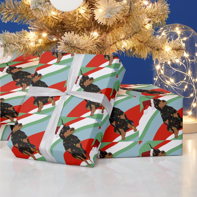 Papel De Presente Doberman Pinscher de Natal  (Feriados)