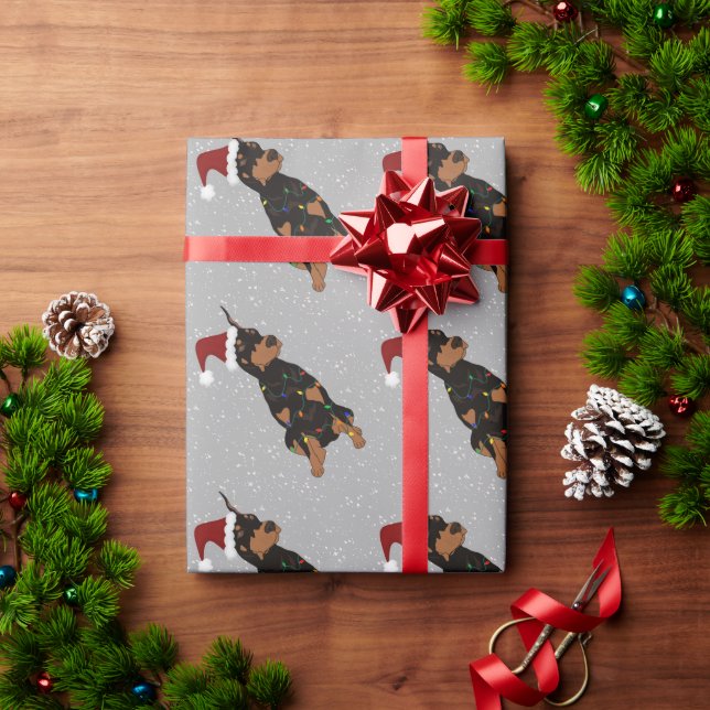 Papel De Presente Doberman Pinscher de Natal (Presente de Natal)