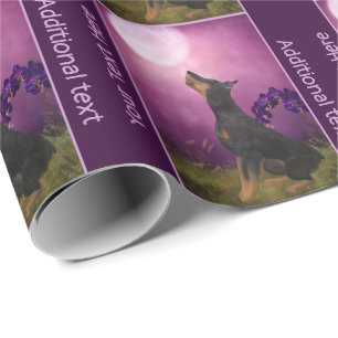 Papel De Presente Doberman Purple Moon Fantasy Dog Art Personalizado