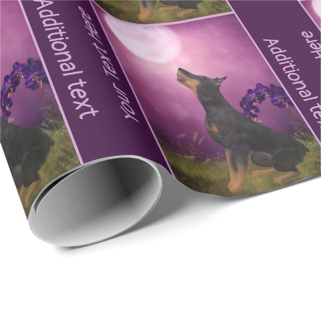Papel De Presente Doberman Purple Moon Fantasy Dog Art Personalizado (Ponta do rolo)
