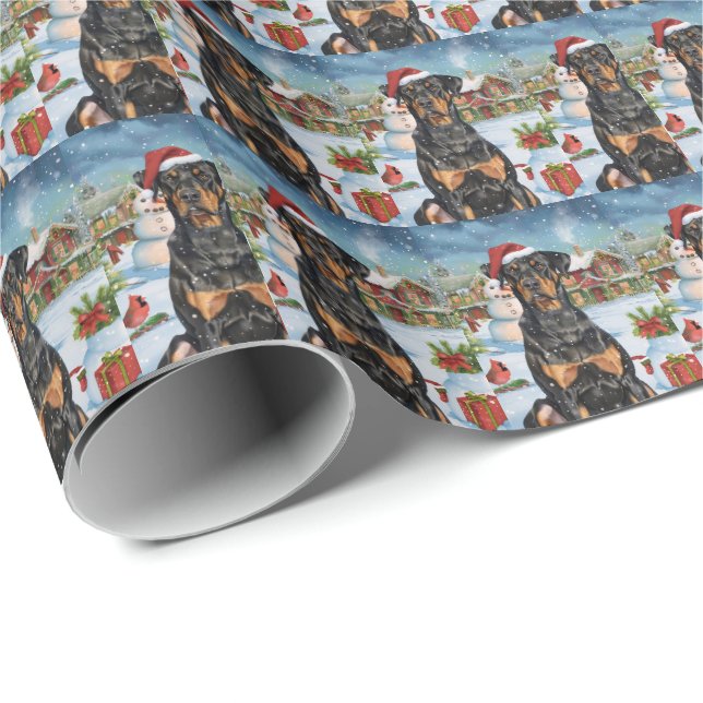 Papel De Presente Doberman Winter Wonderland Christmas Joy (Ponta do rolo)