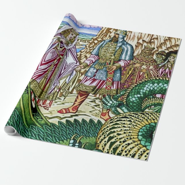 Papel De Presente "Dobrynya Nikitich salva Zabava" por Ivan Bilibin (Desenrolado)