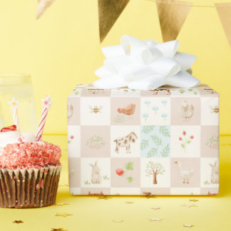 Papel De Presente Doce Aniversário de Fazenda Grandmillenial Pintado