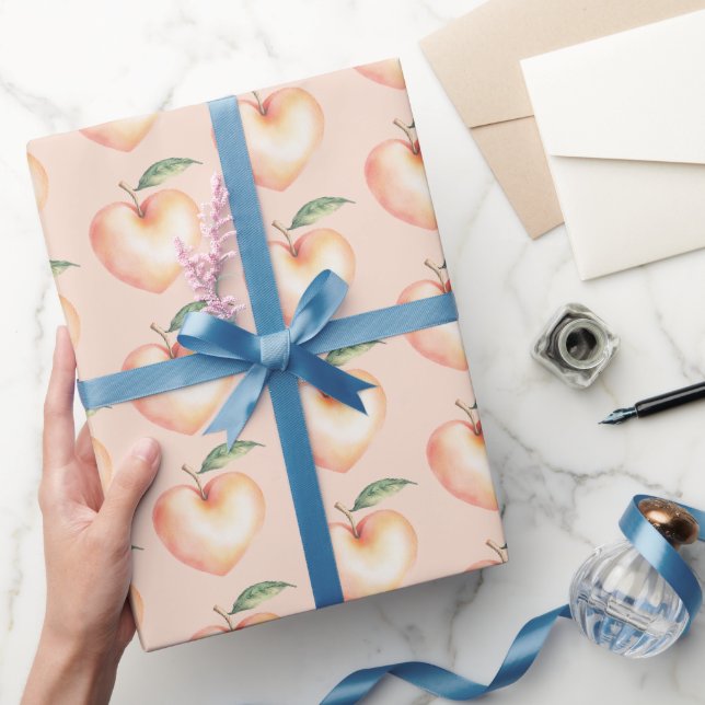 Papel De Presente Doce como um Aniversário de Coração de Pêssego (Presentear)