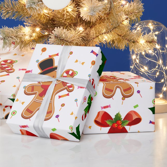 Papel De Presente Doce de Natal de Gengibre Fita (Feriados)