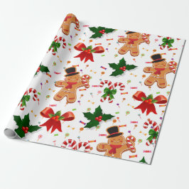 Papel De Presente Doce de Natal de Gengibre Fita