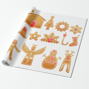 Papel De Presente Doce Design de pão de Natal