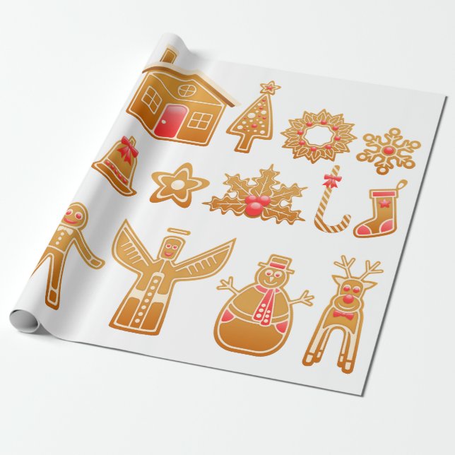Papel De Presente Doce Design de pão de Natal (Desenrolado)
