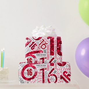 Papel De Presente Doce Dezesseis Faíscas Palavras Vermelhas em Nuve