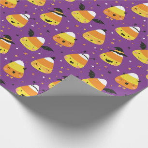 Papel De Presente Doce Halloween Candy Corns fantasiados de roxo