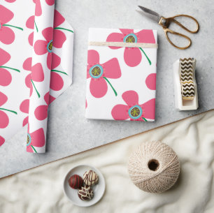 Papel De Presente Doce Margarida Rosa Flor de Verão Presente Caprich