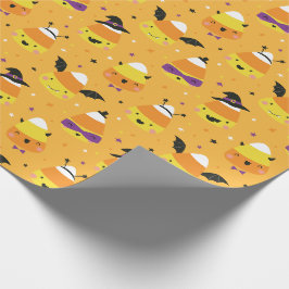 Papel De Presente Doce Milho de Halloween fofo de laranja disfarçado