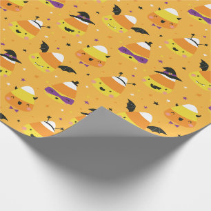 Papel De Presente Doce Milho de Halloween fofo de laranja disfarçado