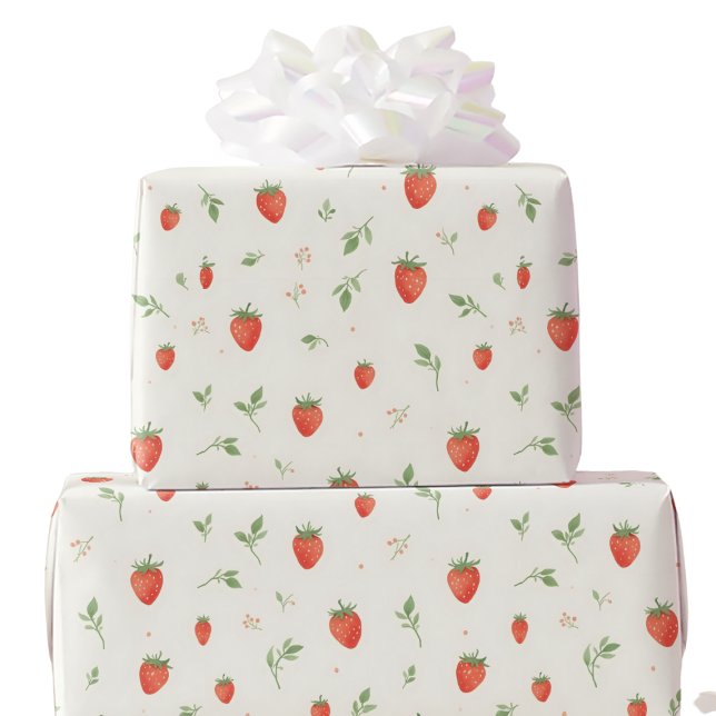 Papel De Presente Doce Morango Com Padrão Fofo (Criador carregado)