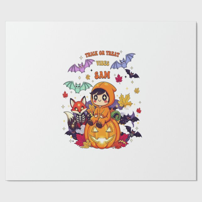 Papel De Presente Doce ou Travessura Fofo Halloween (Aberto)