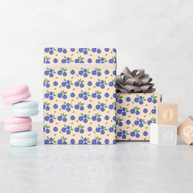 Papel De Presente Doce padrão de mirtilo (Chá de bebê)