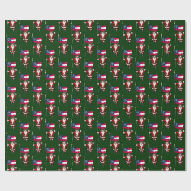 Papel De Presente Doce Papai noel Com Bandeira Da Geórgia (Aberto)