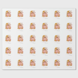 Papel De Presente Doce pequeno remendo de abóbora com florais está a