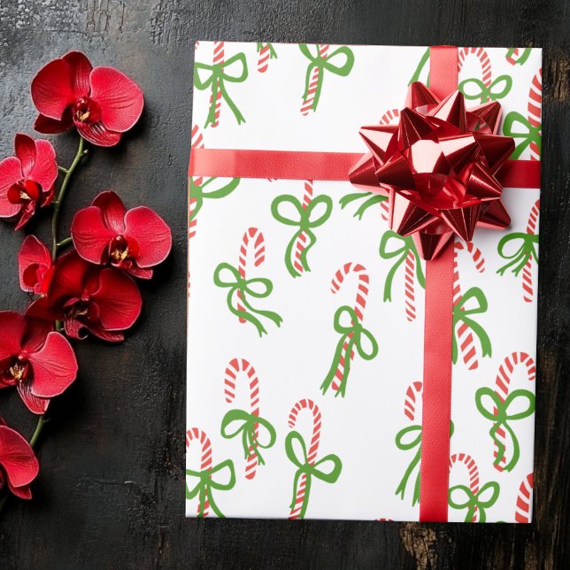 Papel De Presente Doces Canas de Natal Natal Férias (Cute Christmas Candy Canes Xmas Holiday Wrapping Paper
)