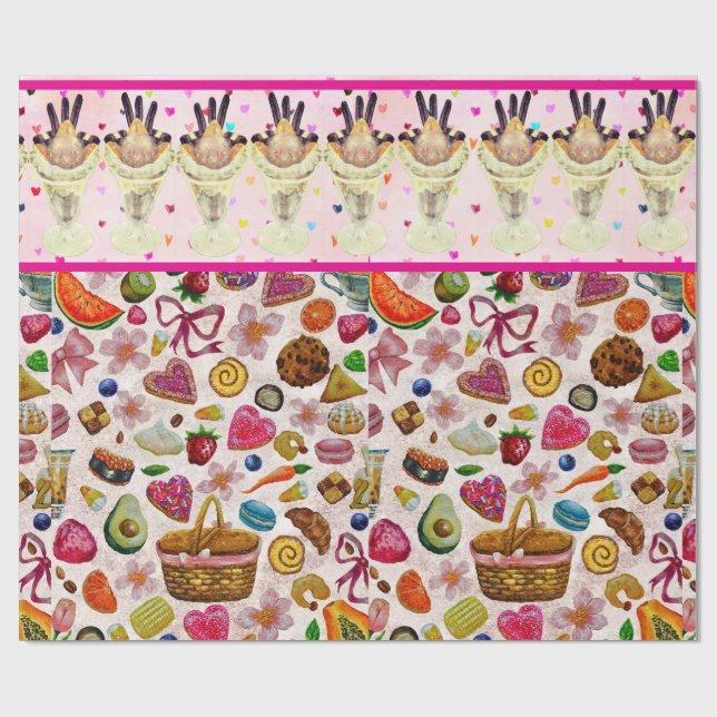 Papel De Presente Doces Confeções de Confeitaria Fofo (Aberto)