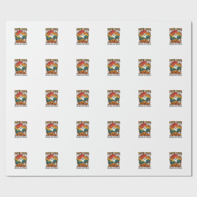 Papel De Presente Doces de Abóbora Espantalhos Guloseimas Halloween  (Aberto)